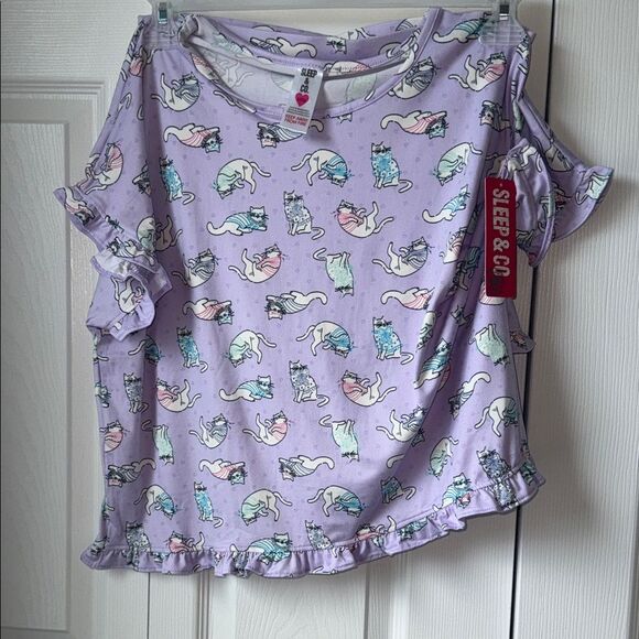 Sleep & Co Purple Cat Print sleep set M NWT - Picture 1 of 8
